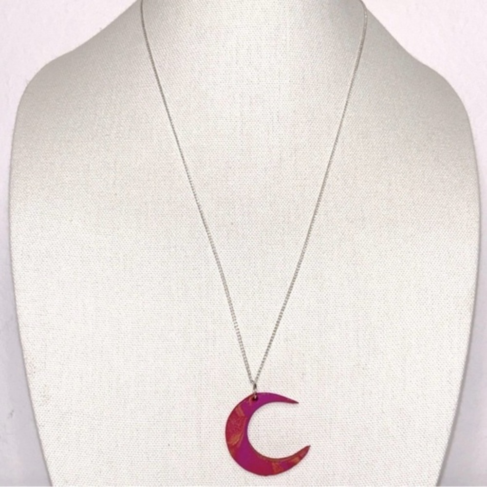 Elegant Pink Crescent Moon Necklace